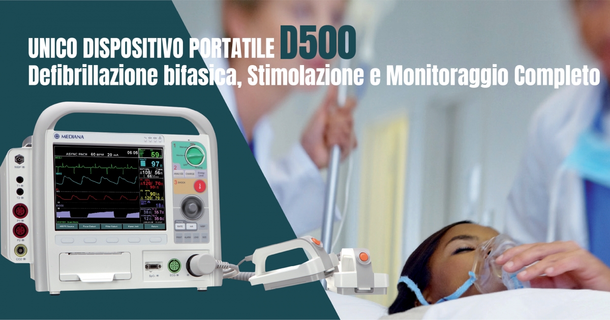 Defibrillatore manuale e semiautomatico D500