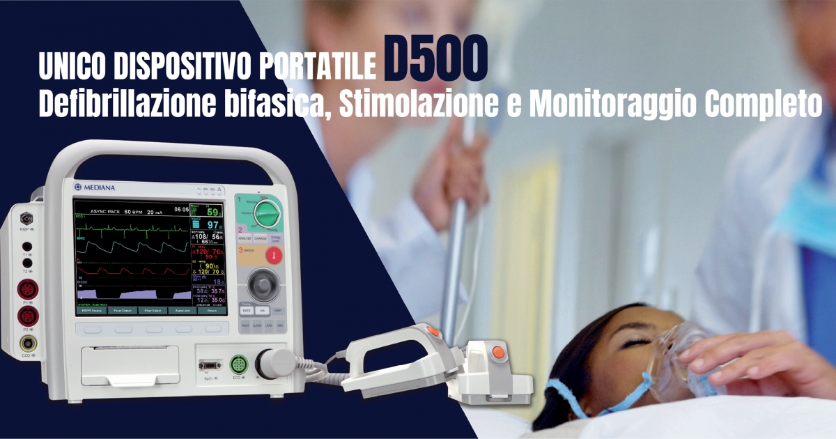 Defibrillatore manuale per il monitoraggio multiparametrico.