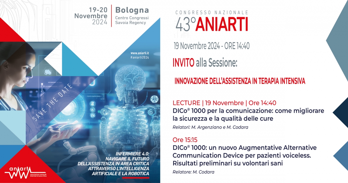 Congresso Nazionale 43° ANIARTI, “INNOVAZIONE DELL'ASSISTENZA IN TERAPIA INTENSIVA”